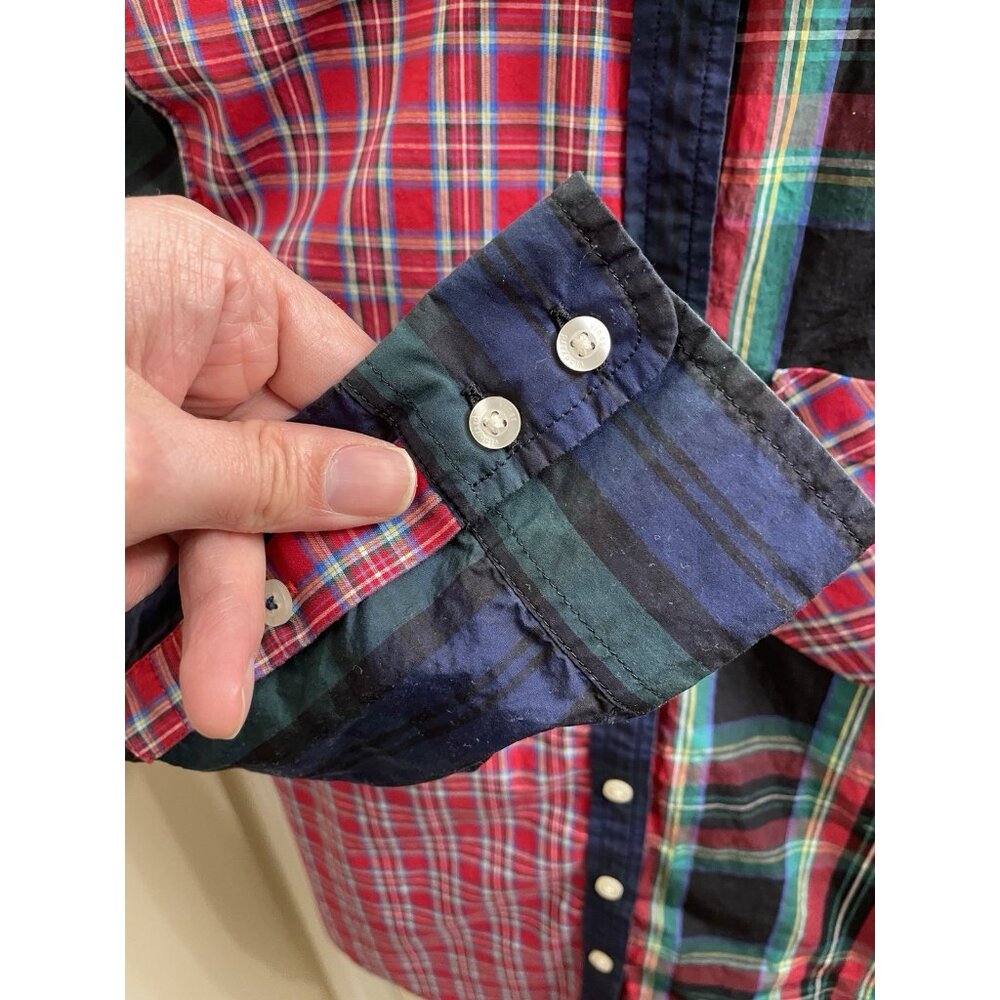 Vineyard Vines Womens Cotton Plaid Patch Shirt Sz 00 Color Block - Picture 6 of 11